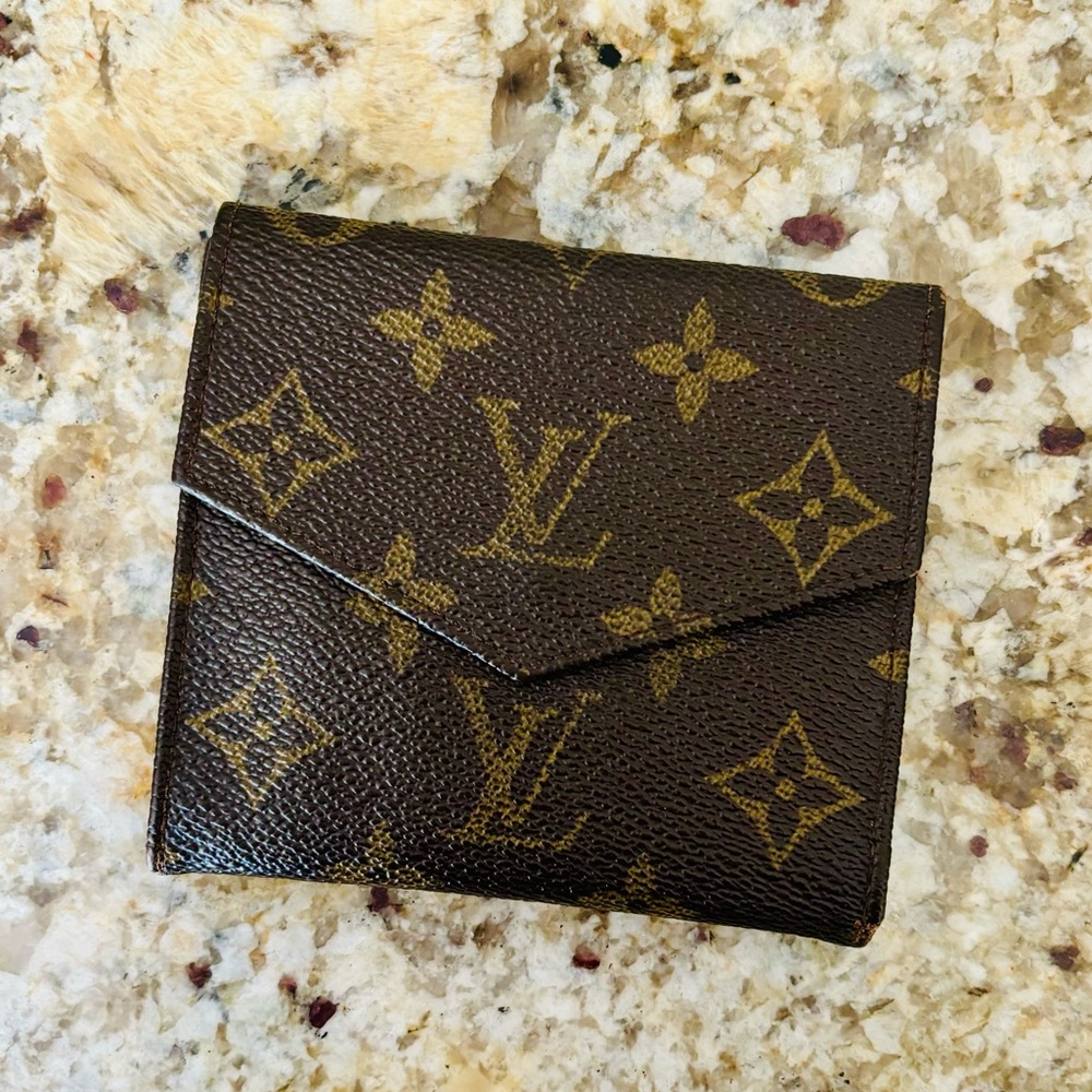 Rare Louis Vuitton Monogram Wallet with Smooth Ebene Leather Interior